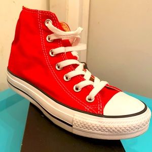 Red and White Classic High Top Converse